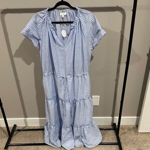 Blue Striped Midi Dress